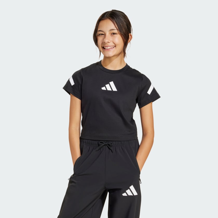 adidas Z.N.E. Fitted Crop Tee Kids - Black | Free Shipping