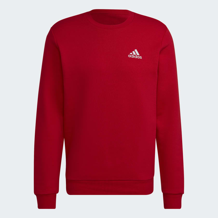 adidas Men s Training Essentials Fleece Sweatshirt Red Free Shipping with adiClub adidas US