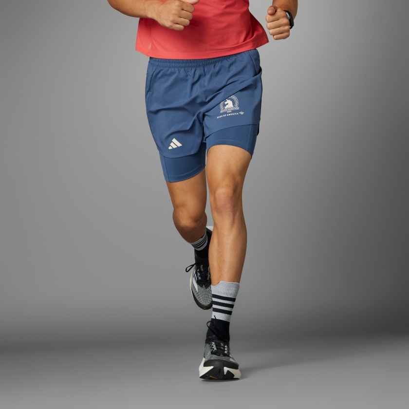 adidas Boston Marathon 2024 2-in-1 Shorts - Blue, Men's Running