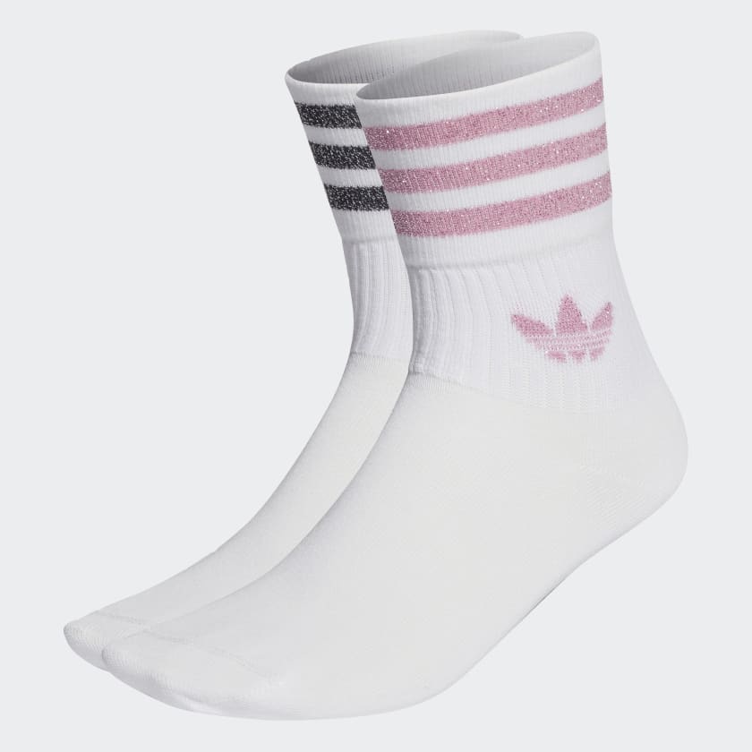 adidas Crew adidas 2 | Lifestyle White Mid-Cut Glitter Pairs - US Socks Women\'s |