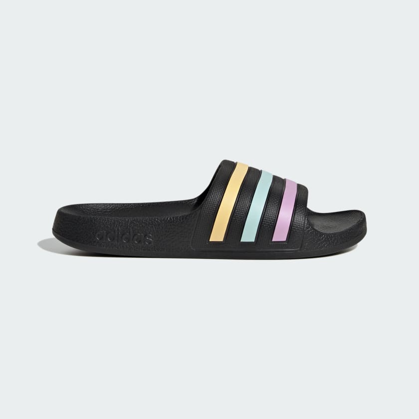 Adidas slides womens black and gold sales