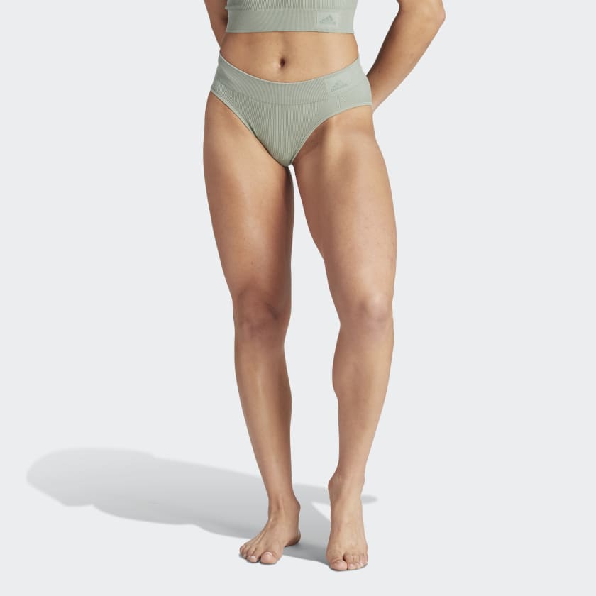adidas Ribbed Active Seamless Hipster Underwear - Green