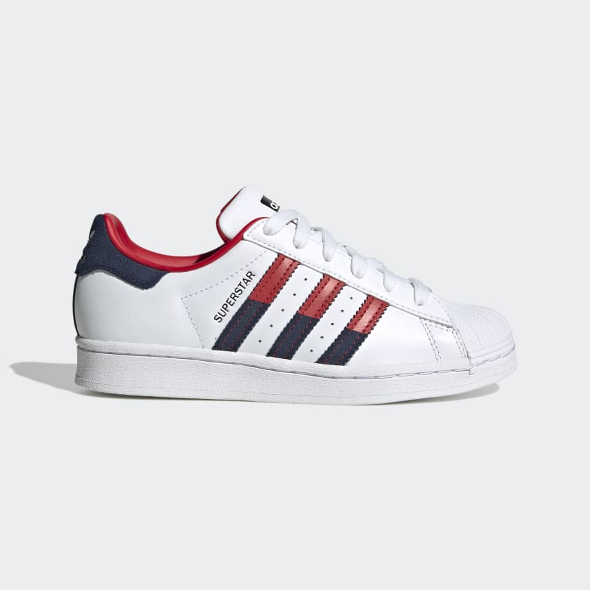 Adidas superstar shop blancas con rojo