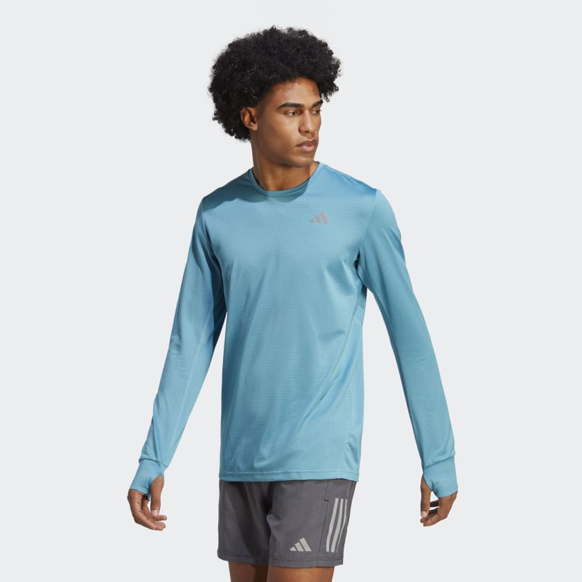 adidas Own the Run Long Sleeve Tee - Blue | Men's Running | adidas US