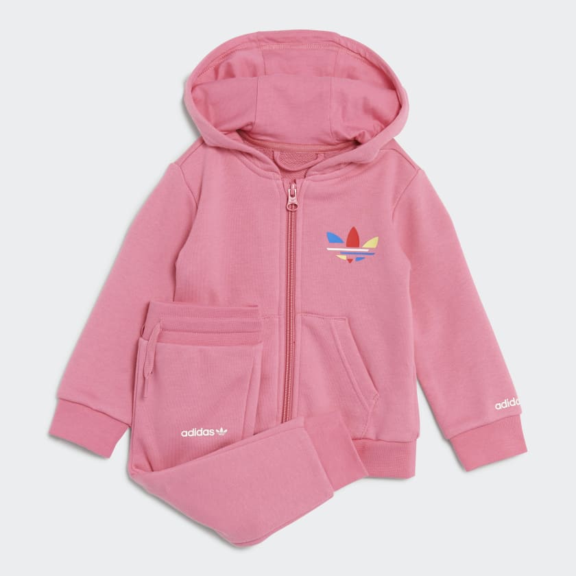 adidas Adicolor Full-Zip Hoodie Set - Pink | adidas UK