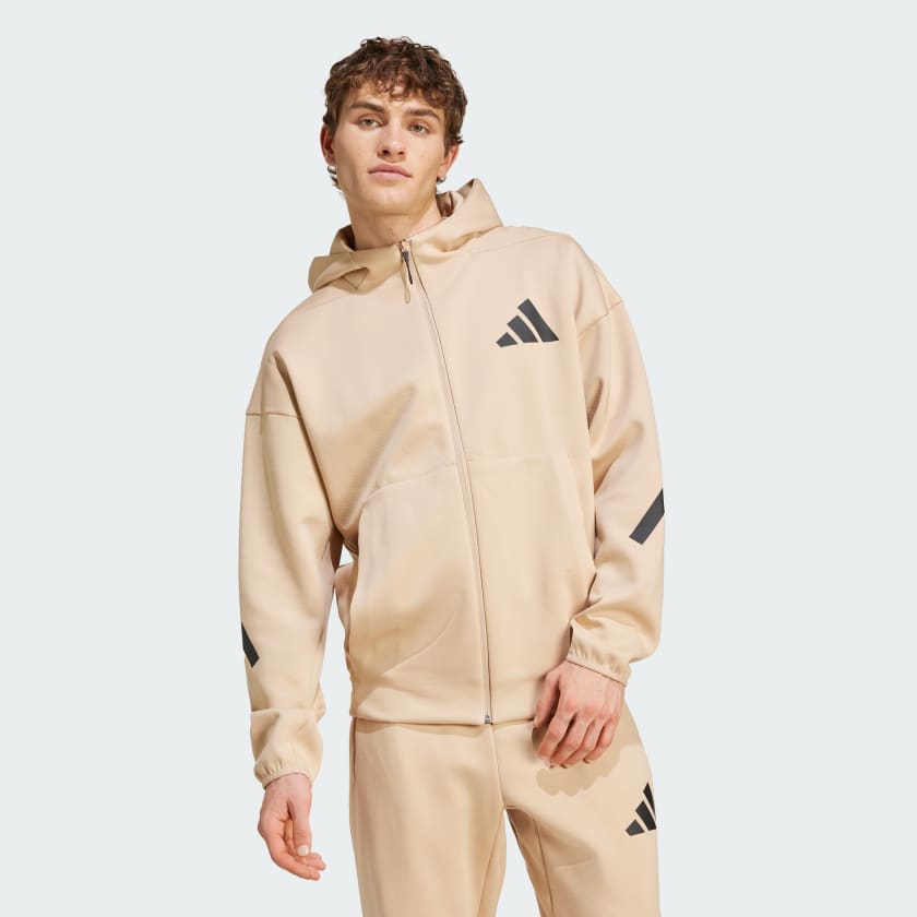 adidas Z.N.E. Full Zip Hooded Track Jacket Beige adidas Malaysia