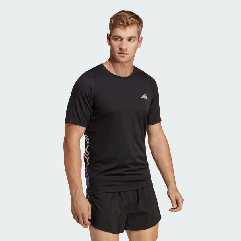 Polera Run Icons 3 Tiras Negro adidas adidas Chile