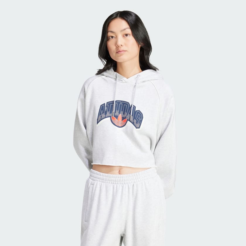 Grey cropped adidas hoodie store