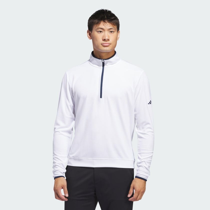 adidas Lightweight Half-Zip Top - White, Men's Golf