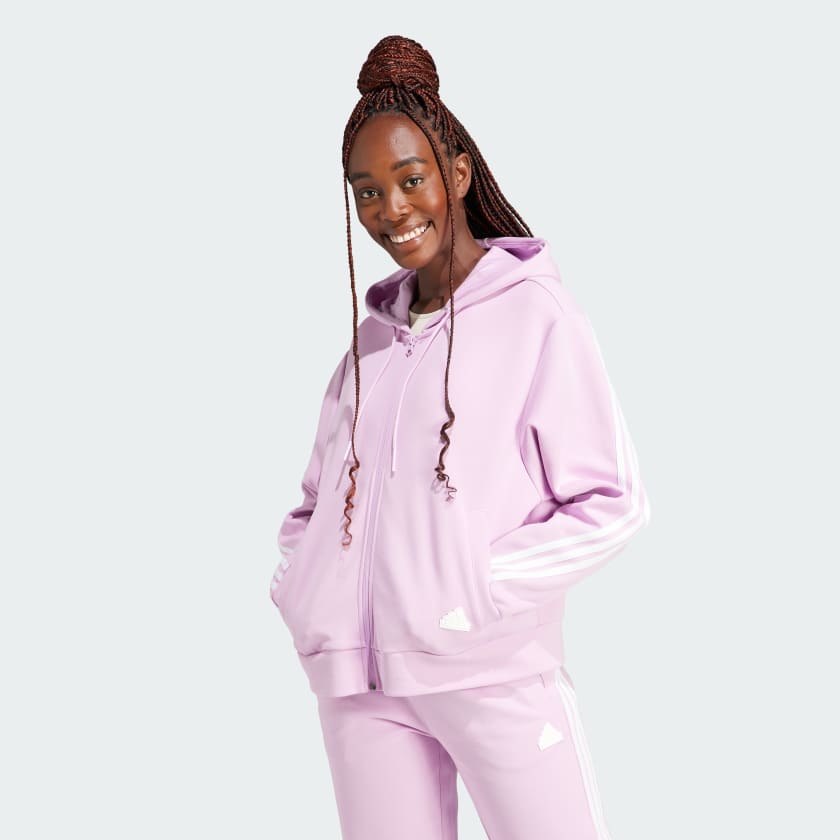 adidas Future Icons 3 Stripes Full Zip Hoodie Purple adidas
