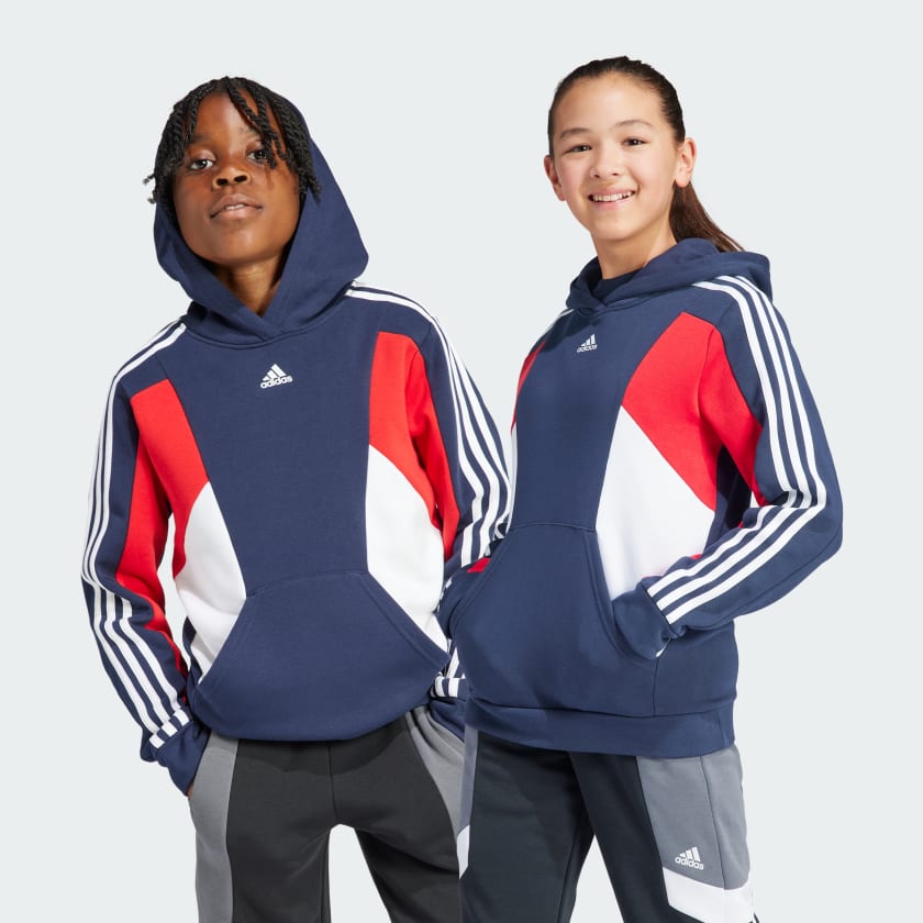 adidas Colorblock 3 Stripes Hoodie Blue adidas Ireland