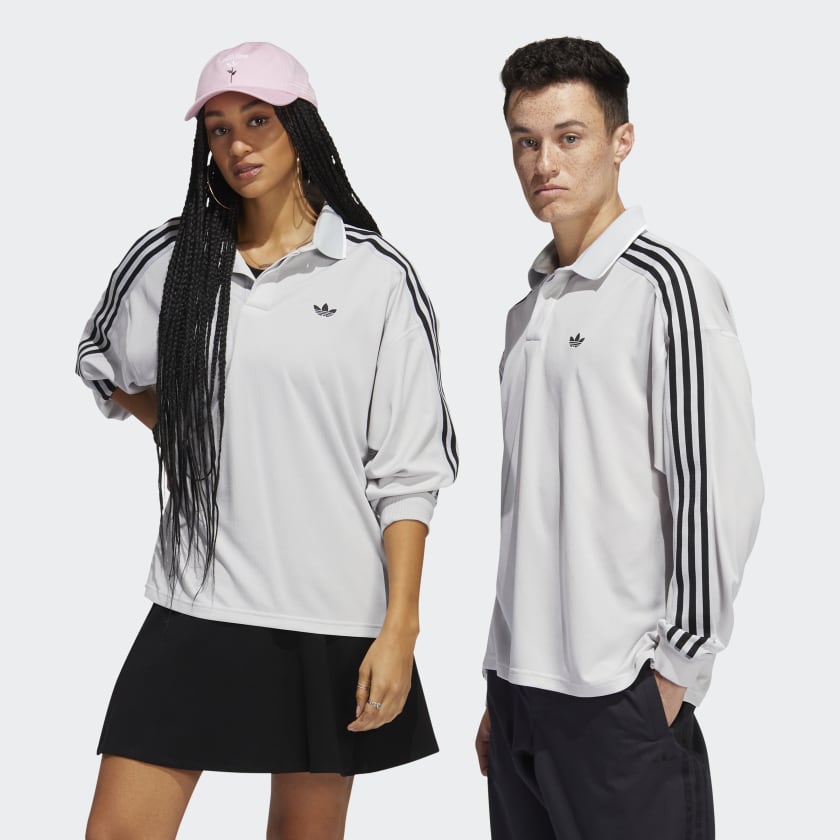 adidas Long Sleeve Polo Jersey (Gender Neutral) - Grey, Unisex  Skateboarding