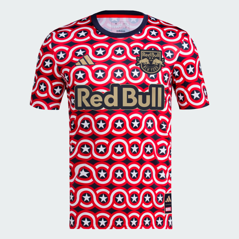 adidas New York Red Bulls Marvel MLS Americana Pre Match Jersey Blue Free Shipping with adiClub adidas US
