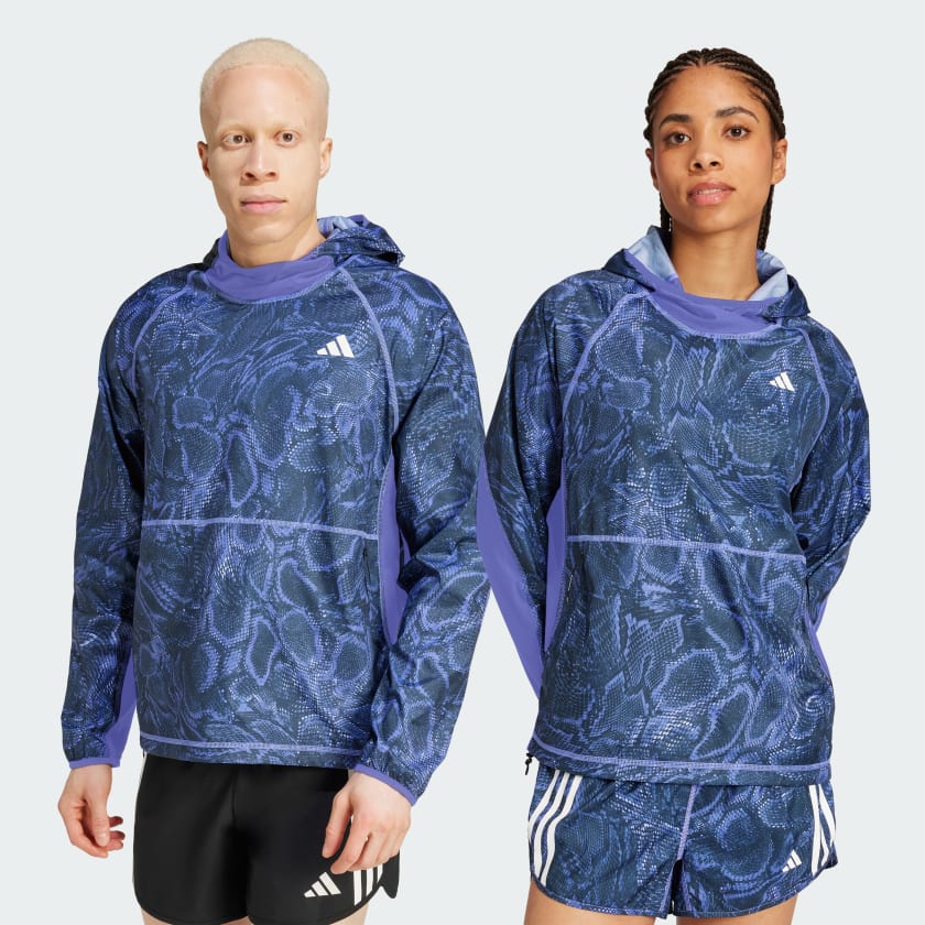 adidas Own The Run Excite Allover Print AEROREADY Hoodie Blue adidas Thailand