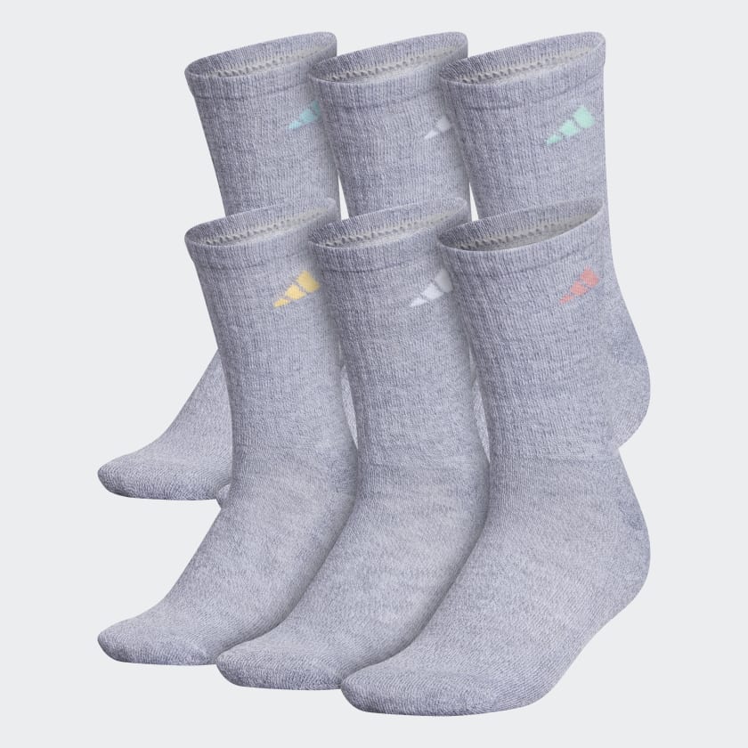 adidas Women's Training Athletic Crew Socks 6 Pairs Grey Free