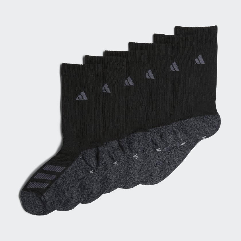 adidas Cushioned Angle Stripe Crew Socks 6 Pairs - Black | EW4445 ...