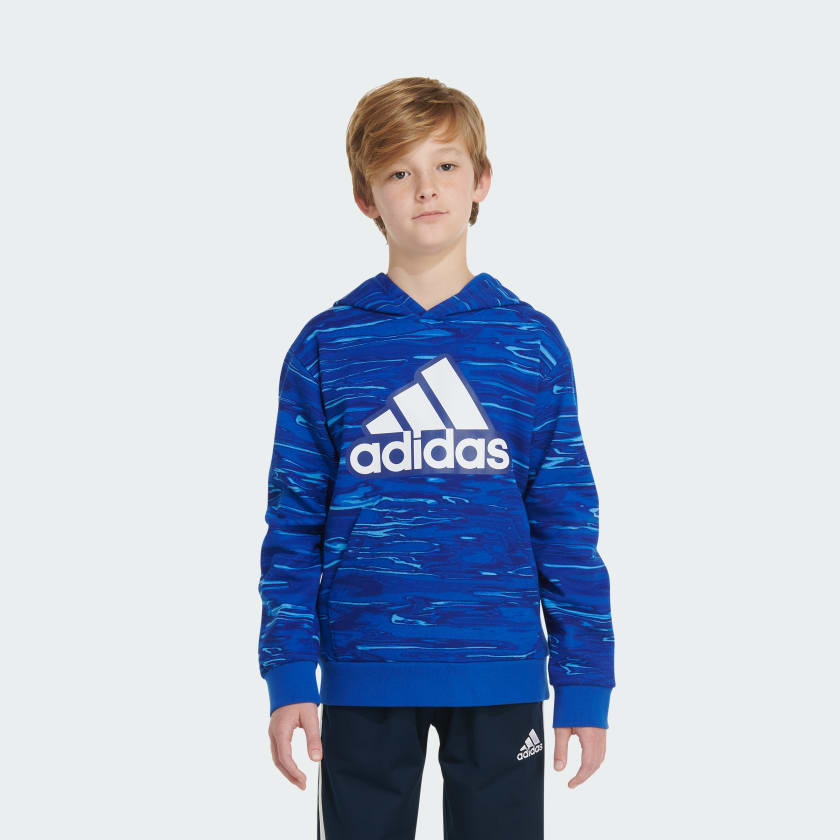 adidas Allover Print Liquid Camo Pullover Hoodie - Blue | Kids ...