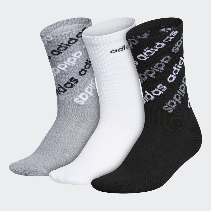 adidas Linear Repeat Crew Socks 3 Pairs - Multicolor | EW4500 | adidas US