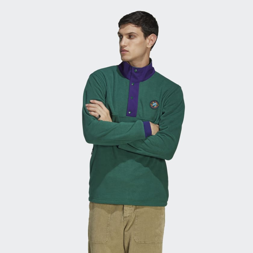 adidas Wander Hour Quarter-Snap Polar Fleece Jacket - Green Men's Lifestyle | adidas US