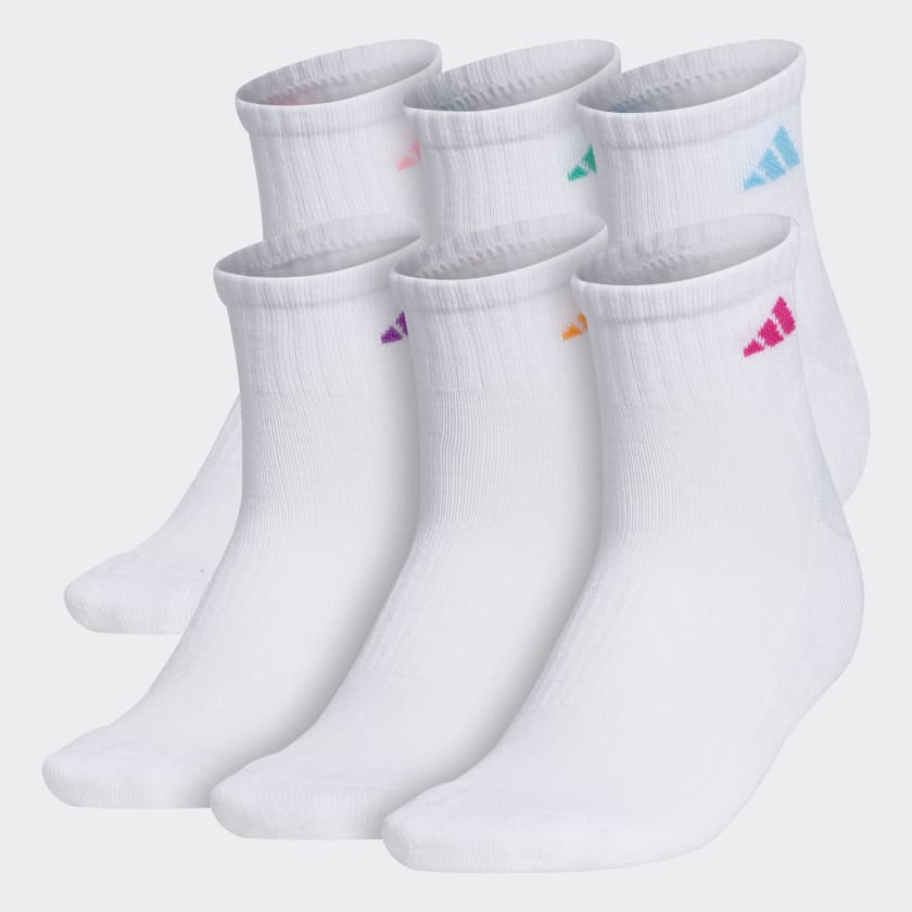 adidas Athletic Quarter Socks 6 Pairs - White | Women's Training ...