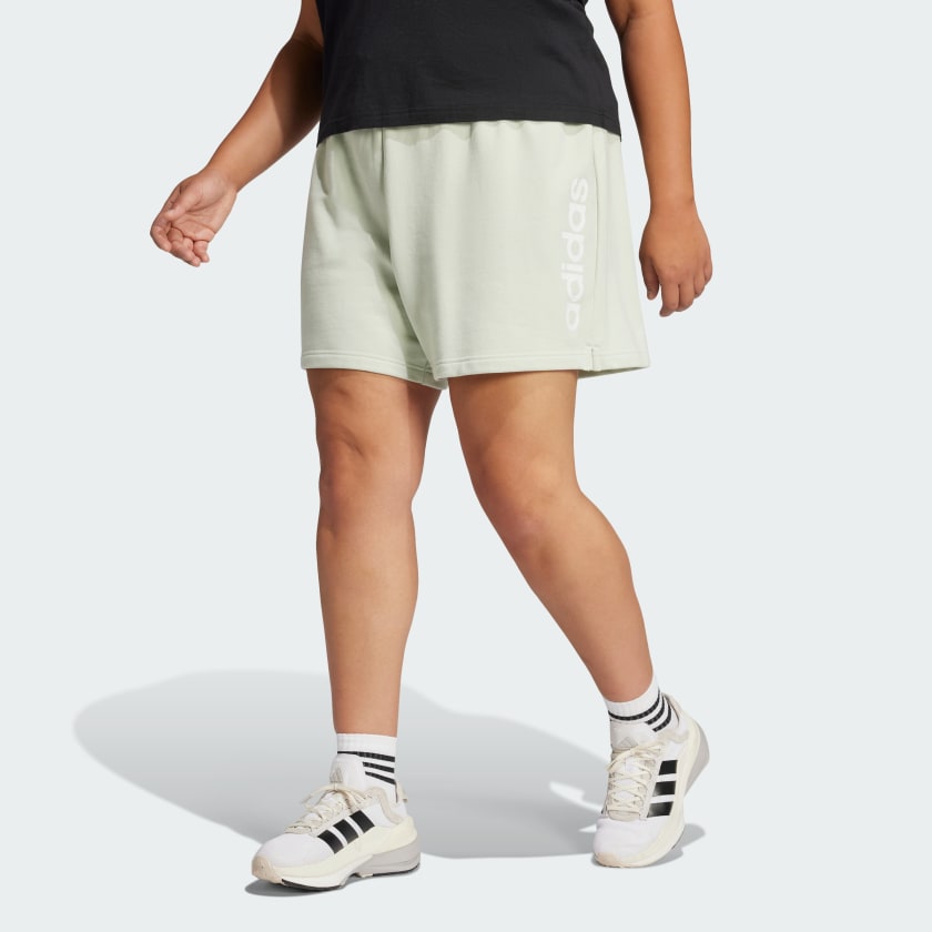 adidas Essentials Linear French Terry Shorts Plus Size Green Free Shipping with adiClub adidas US