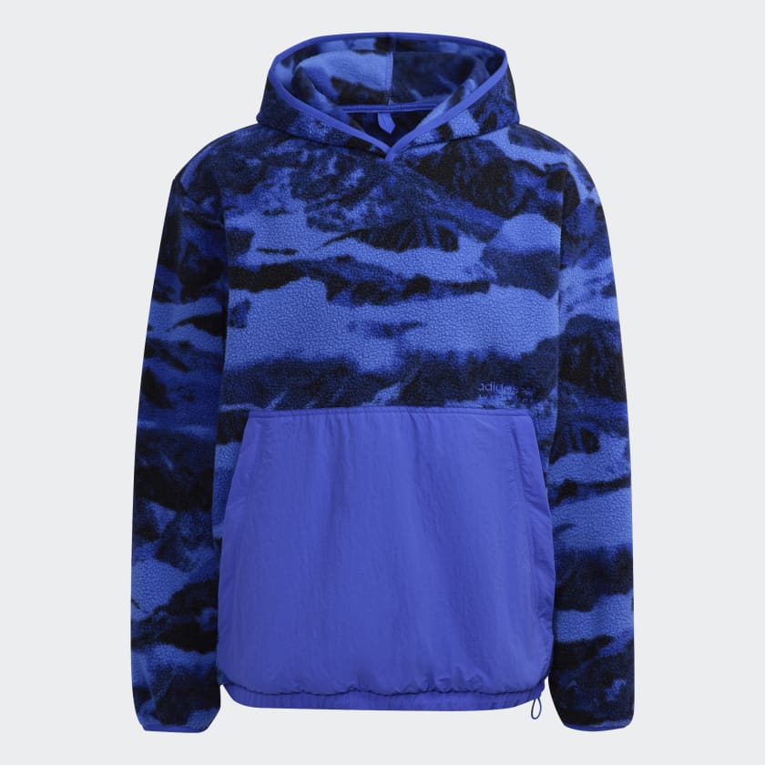 Men\'s Blue adidas Allover Fleece Print adidas Polar Lifestyle Hoodie | US | Adventure -