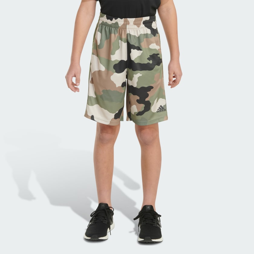 Boys Adidas France Camo Shorts Large Green