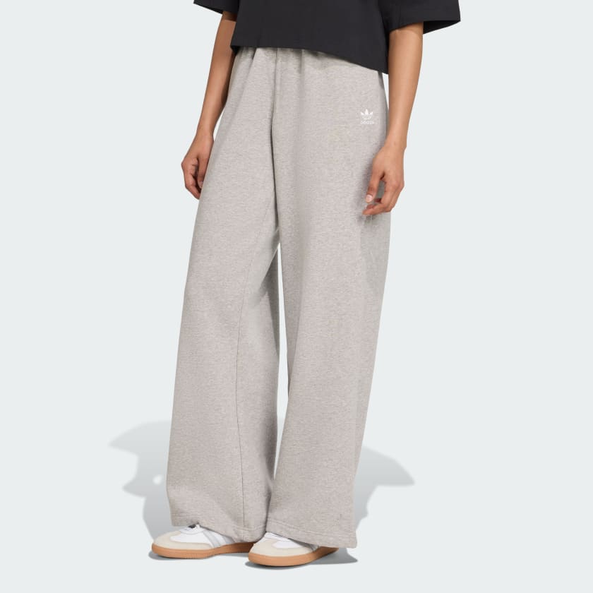 adidas Essentials Wide Leg Pant Fleece - Grey | Free