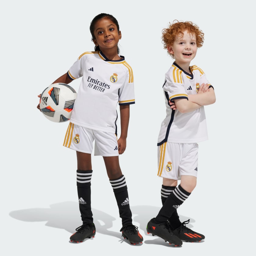 Adidas Real Madrid 22/23 Infant Home Mini Kit Soccer HA2668 White – Soccer  Corner