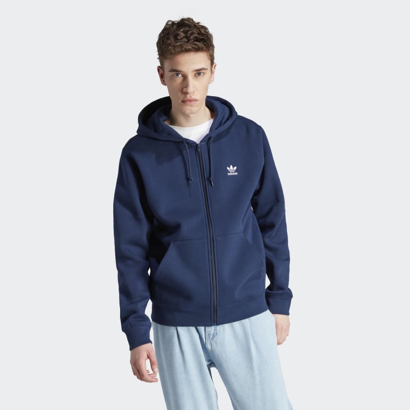 Adidas Trefoil Essentials Full-Zip Hoodie Night Indigo XS Mens