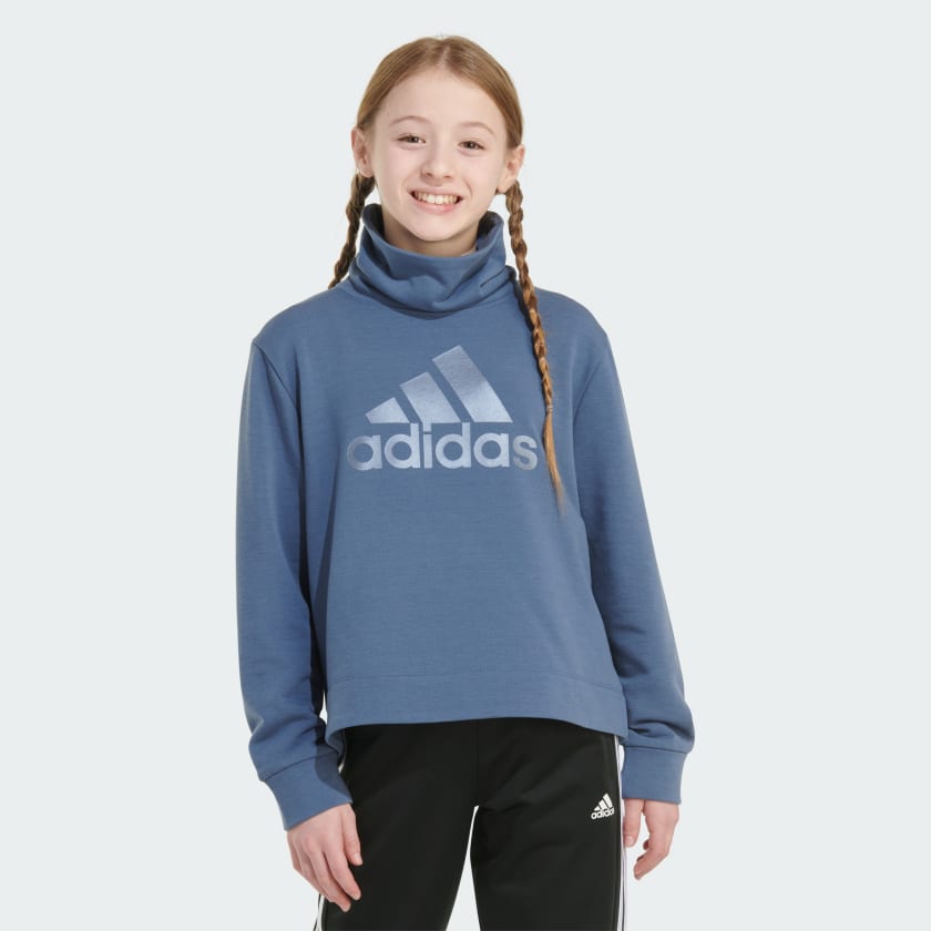 adidas Long Sleeve Mock Neck Pullover Sweatshirt Blue Free Shipping with adiClub adidas US