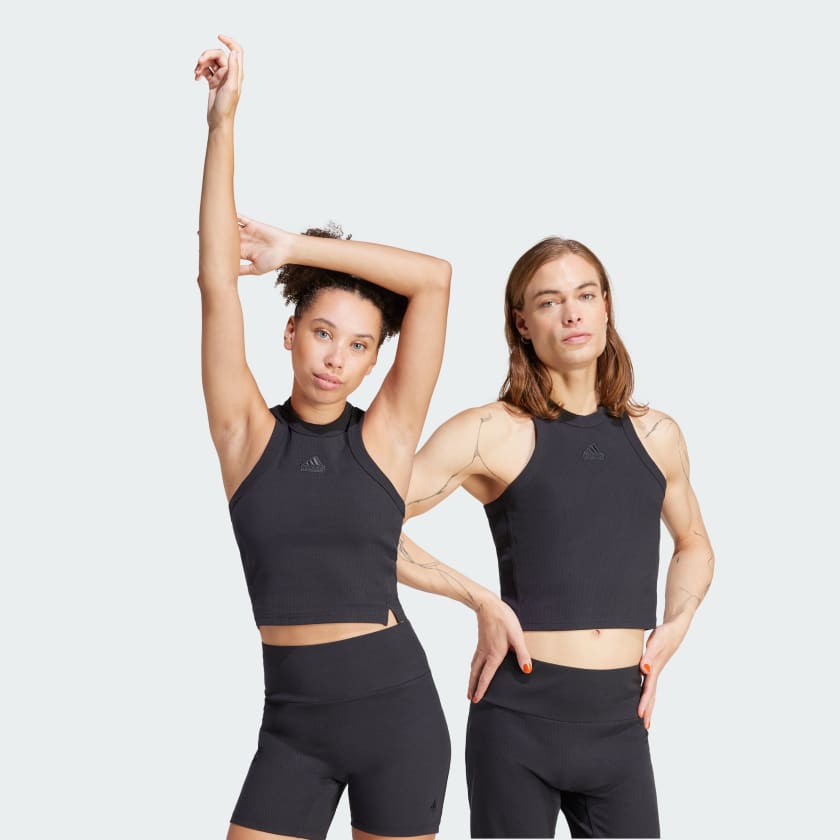 Canotta Lounge Ribbed Crop Nero adidas adidas Italia