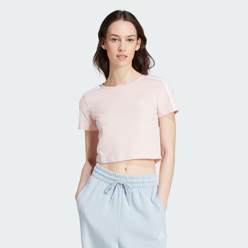 Adidas 3 stripes tee pink sales