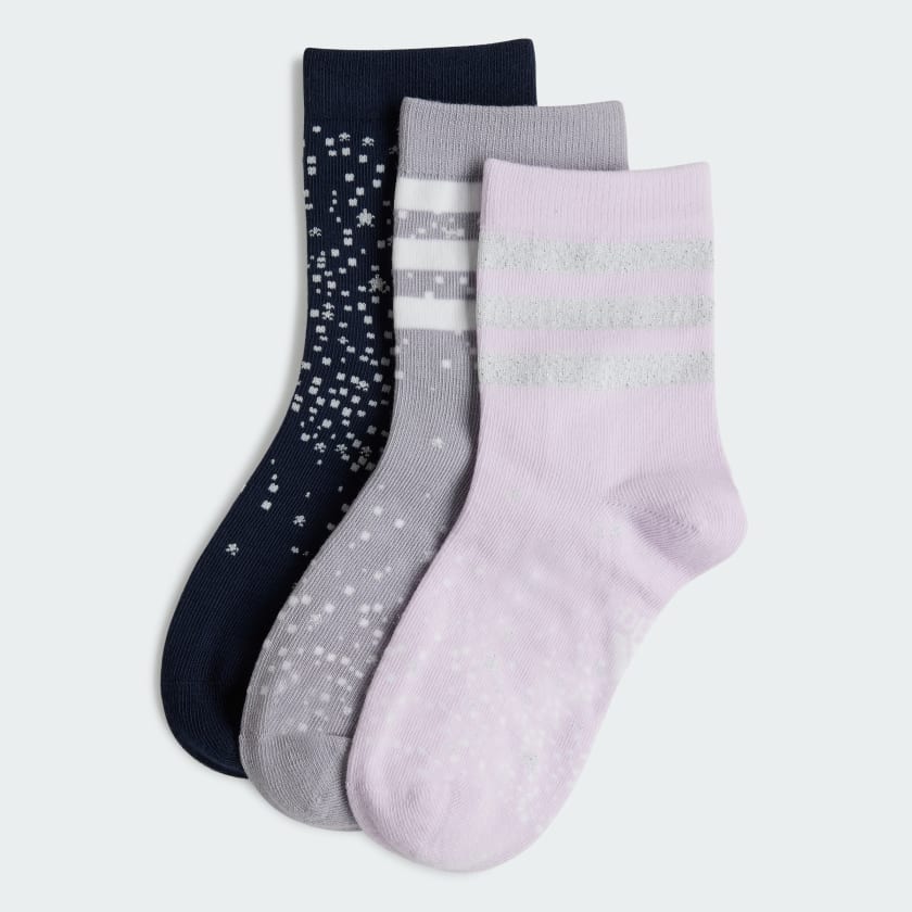 Adidas Winter Glam Socks 3 Pair Pack Kids Ice Lavender Legend Ink Glory Grey M