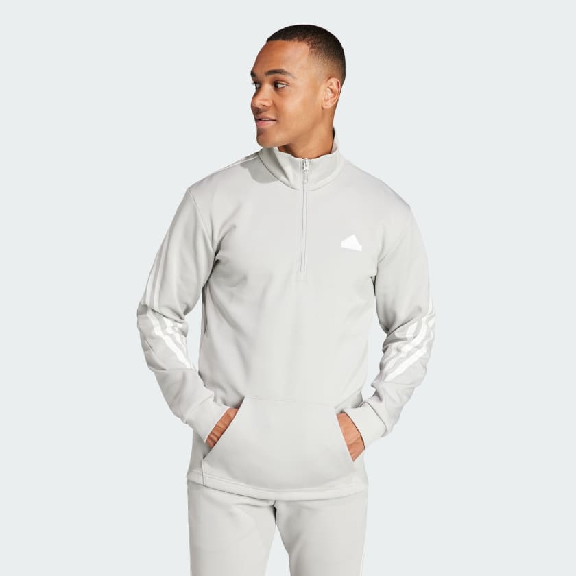 Adidas striped half discount zip