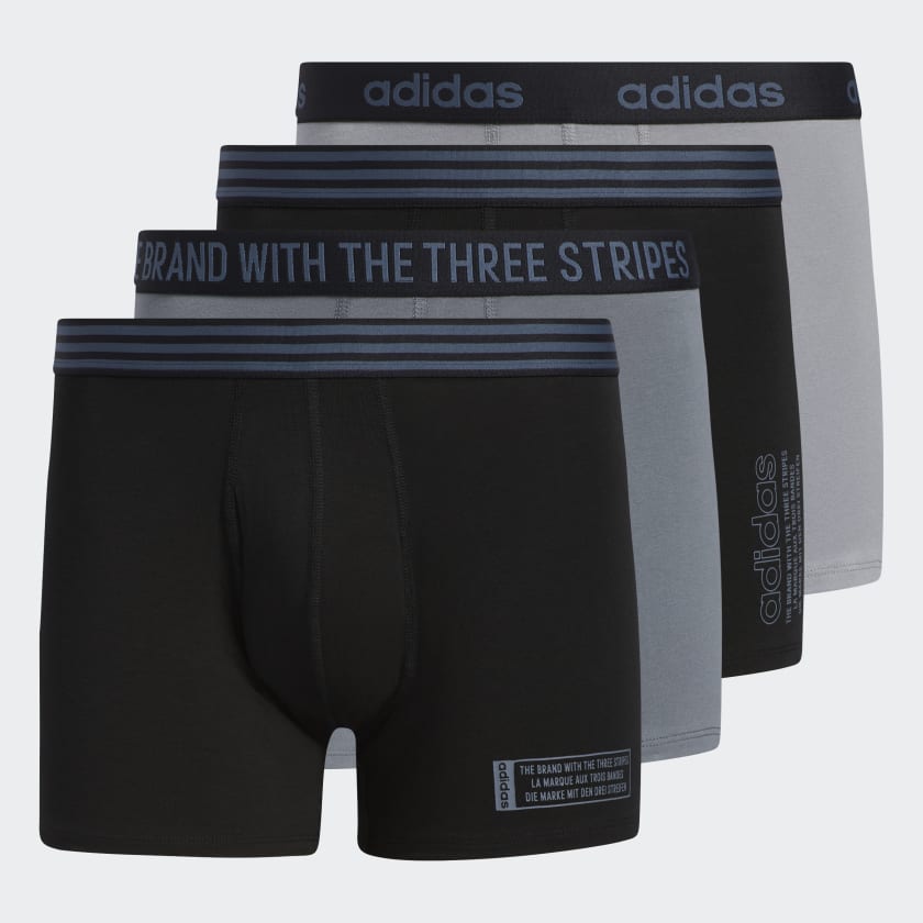 adidas Core Cotton Trunk Briefs 4 Pairs - Black | Men's Training ...