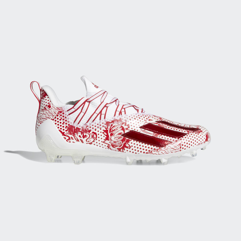 Roos Krijt Nederigheid red adidas adizero football cleats