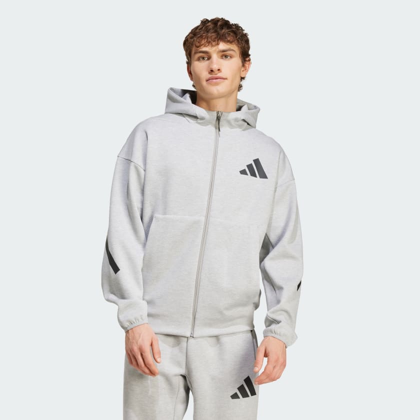 adidas Z.N.E. Full-Zip Hooded Track Jacket - Grey | Free