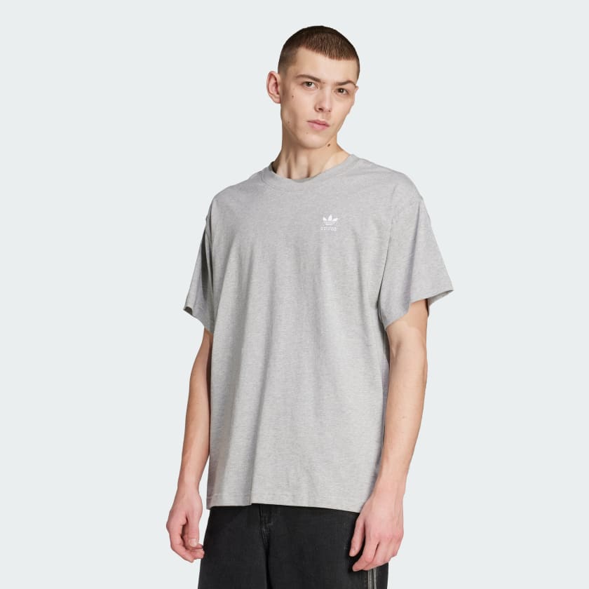 adidas Trefoil Essentials Oversized Tee - Grey | Free