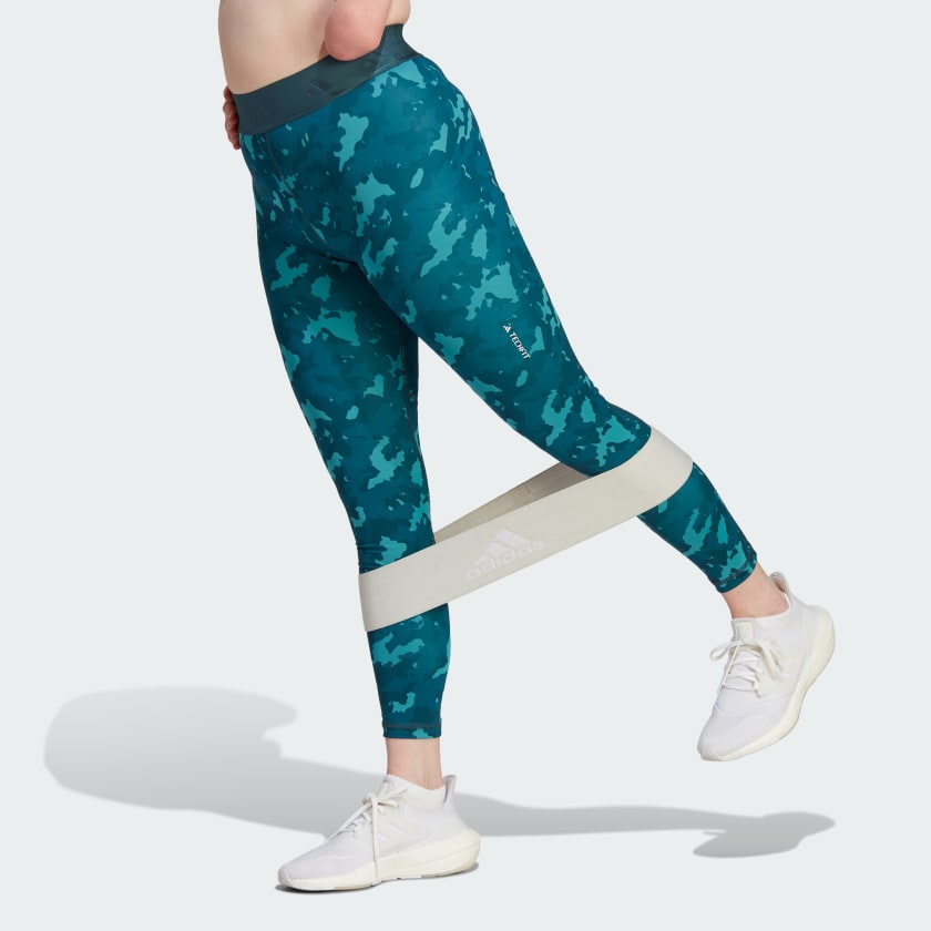 adidas Techfit Camo 7/8 Leggings - Turquoise Women's Training |