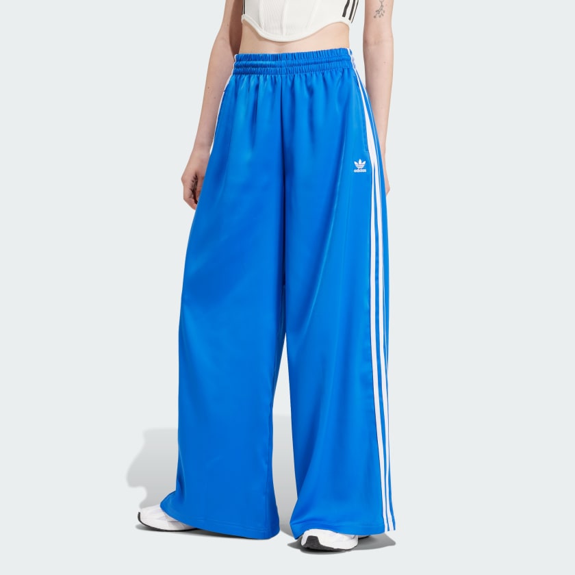 adidas Adicolor Satin Wide Leg Track Pants Blue Free Shipping with adiClub adidas US