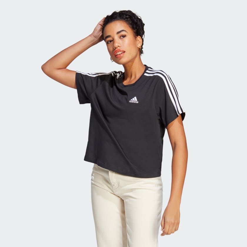 Adidas crop online top zwart