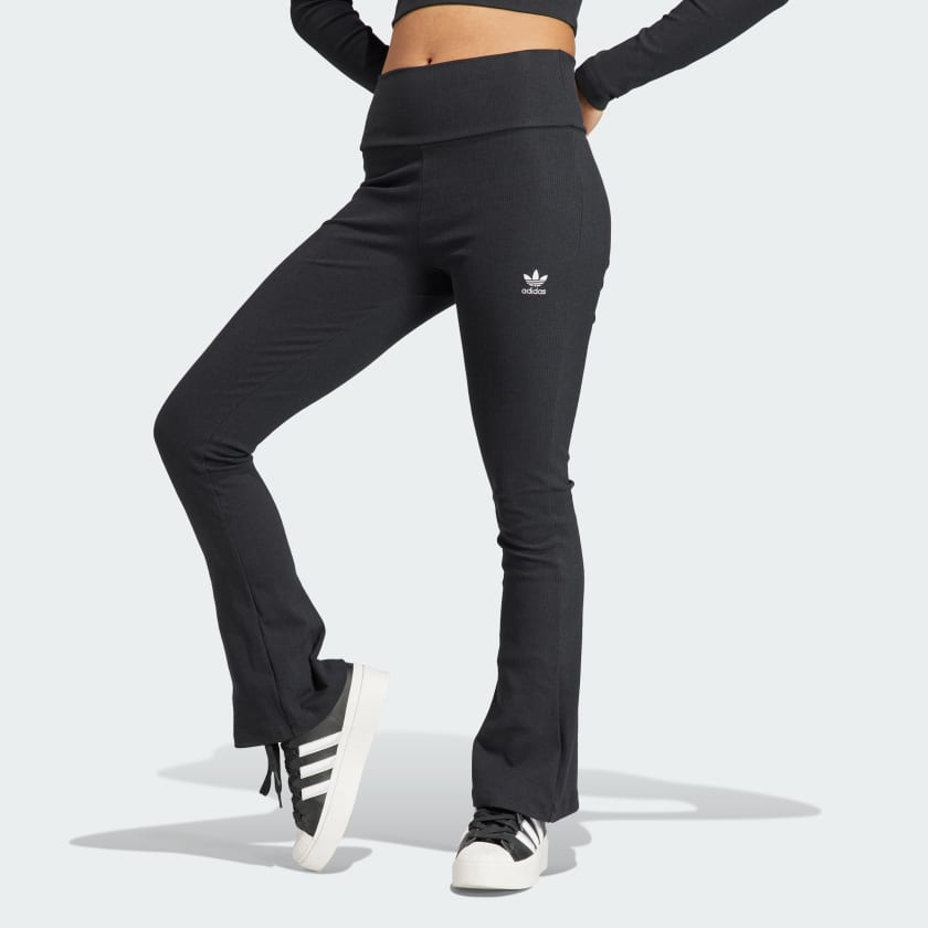 adidas Essentials Rib Flared Pants - Black, Women's Lifestyle