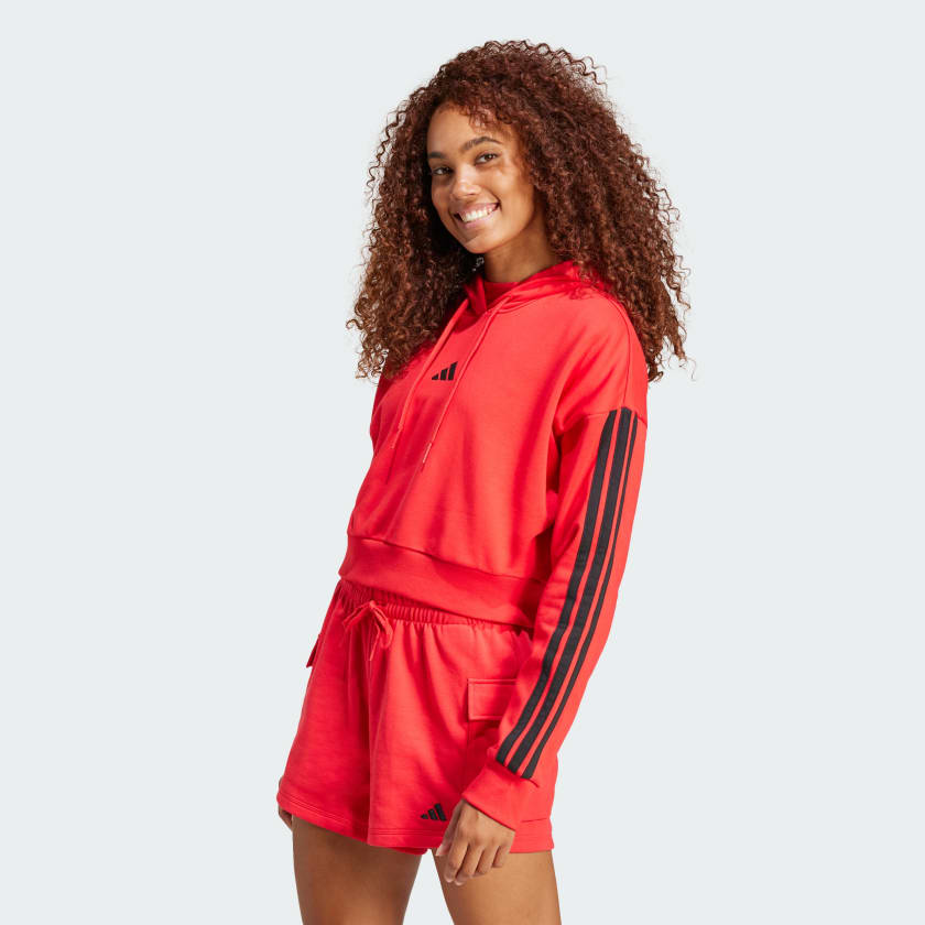 Womens adidas cropped hoodie red on sale