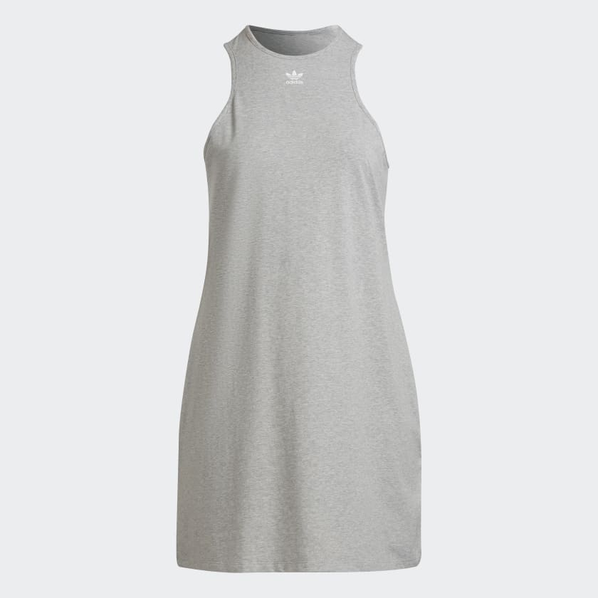 adidas Adicolor Essential Rib Tank Dress (Plus Size) - Grey | Women's ...