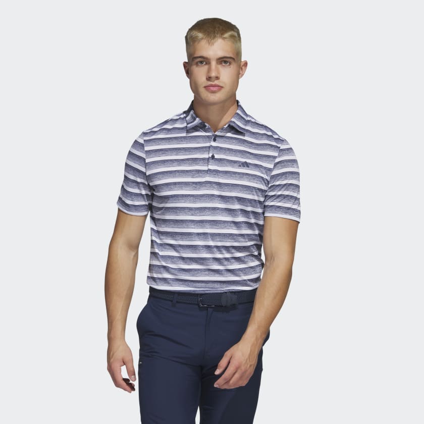 adidas Two-Color Striped Golf Polo Shirt - Blue | adidas UK