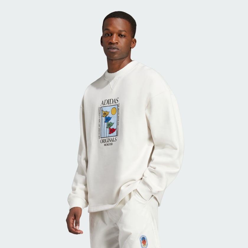 Mens white adidas sweatshirt store