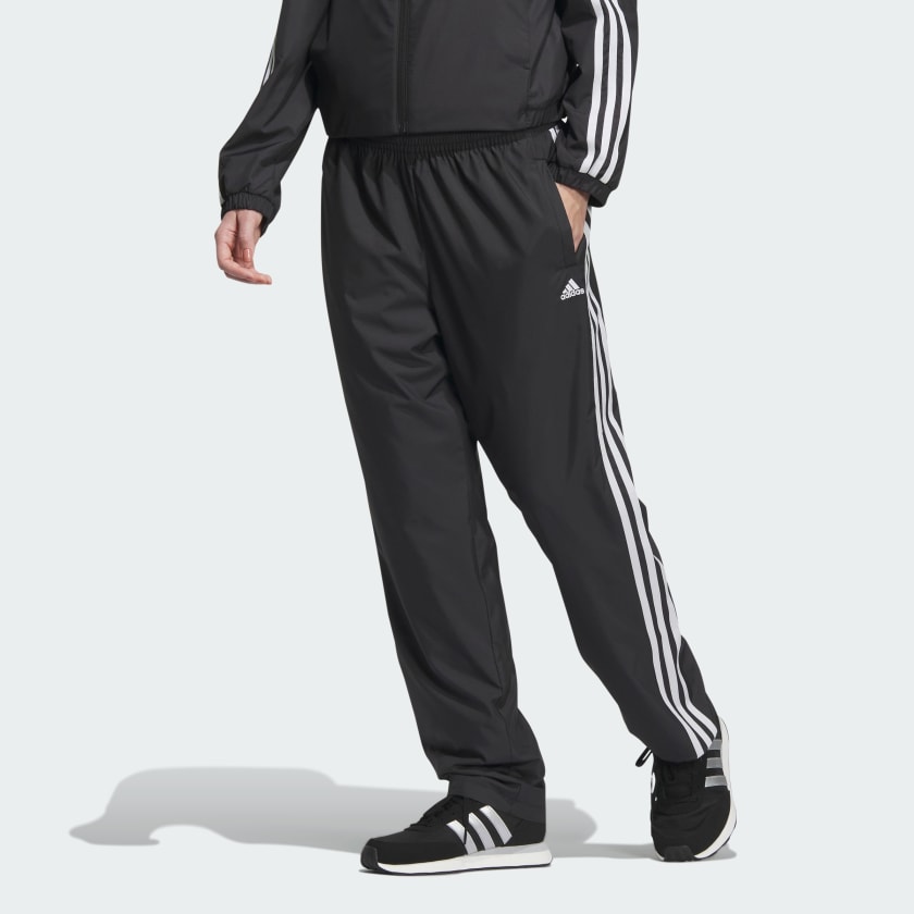 adidas 3-Stripes Loose Fit Windbreaker Pants - Black