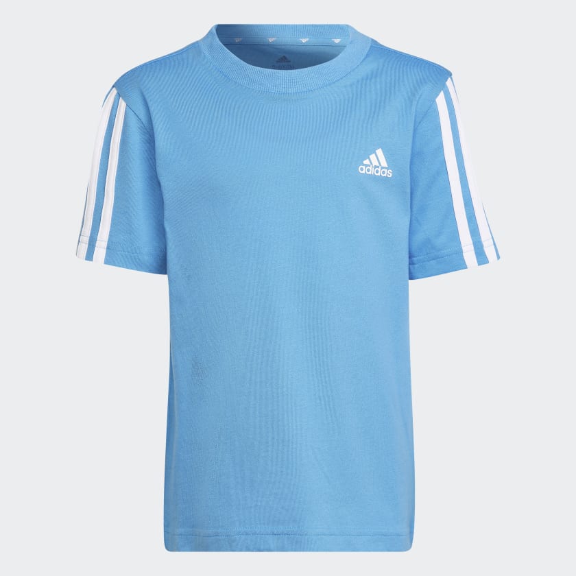 adidas Essentials 3 Stripes Tee Blue adidas Australia