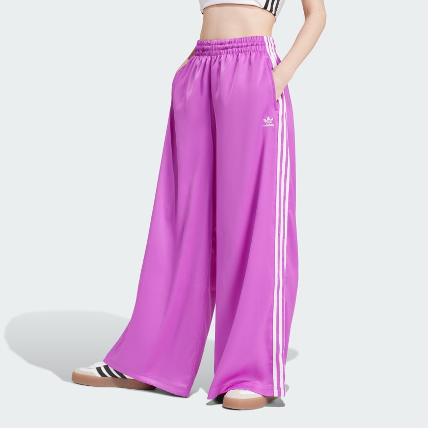 adidas Adicolor Satin Wide Leg Track Pants Purple Free Shipping with adiClub adidas US